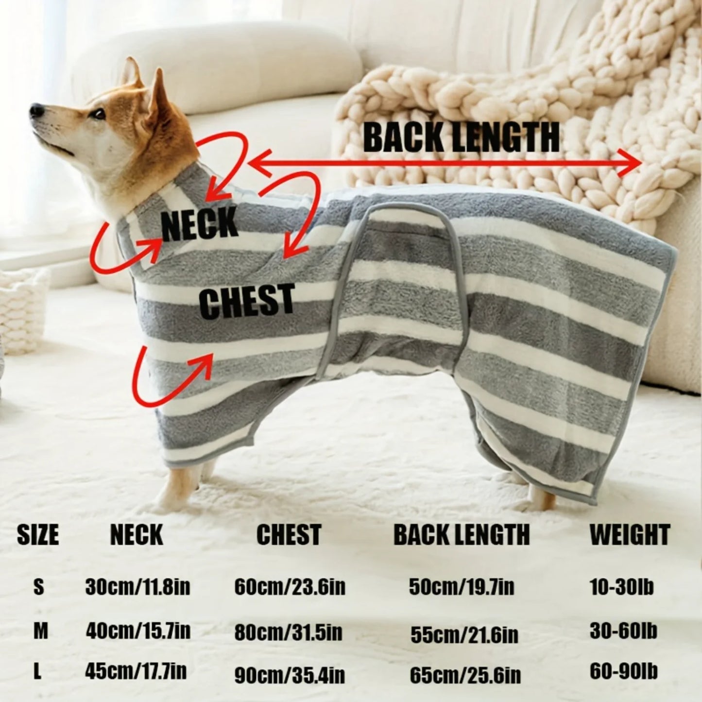 Large Dog Bathrobe - Super Absorbent & Quick-Dry Pet Towel All Breeds