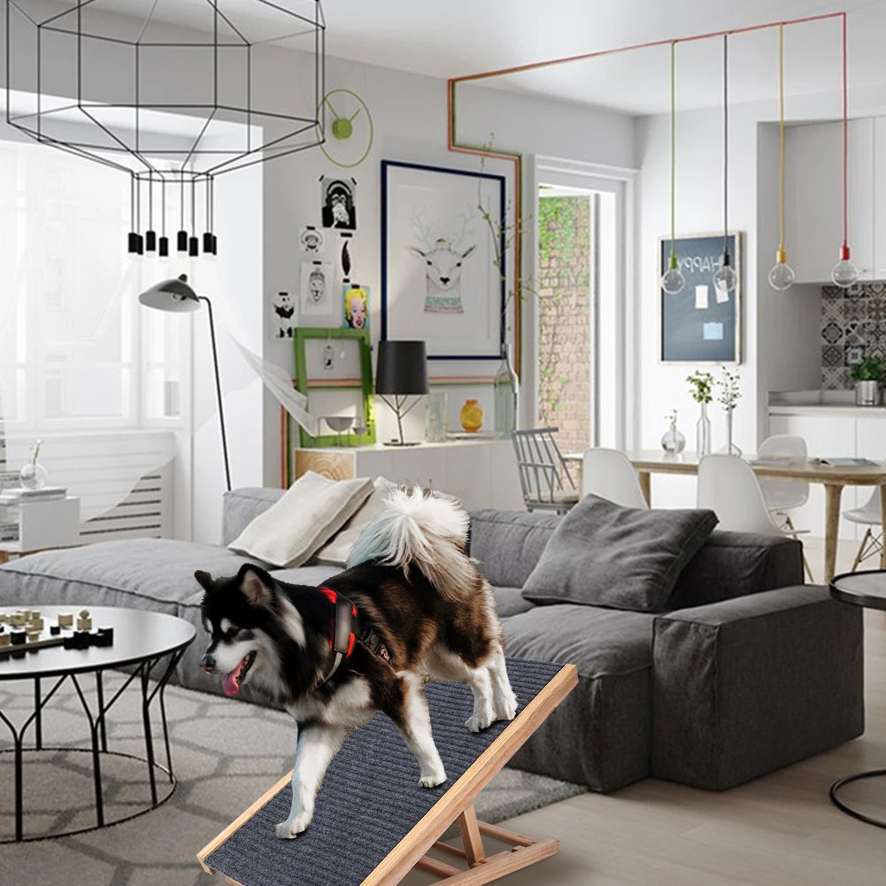 Dog Wooden Ramp with Adjustable Height. Ramp with Anti-Skid Wear-Resistant