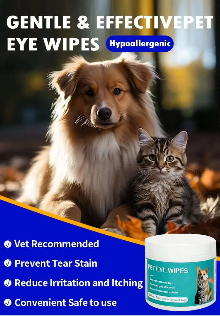 Cleaning Wet Tissues for Cat/Dog Wiping Eyes Removing Tear Marks and Cleaning Pet