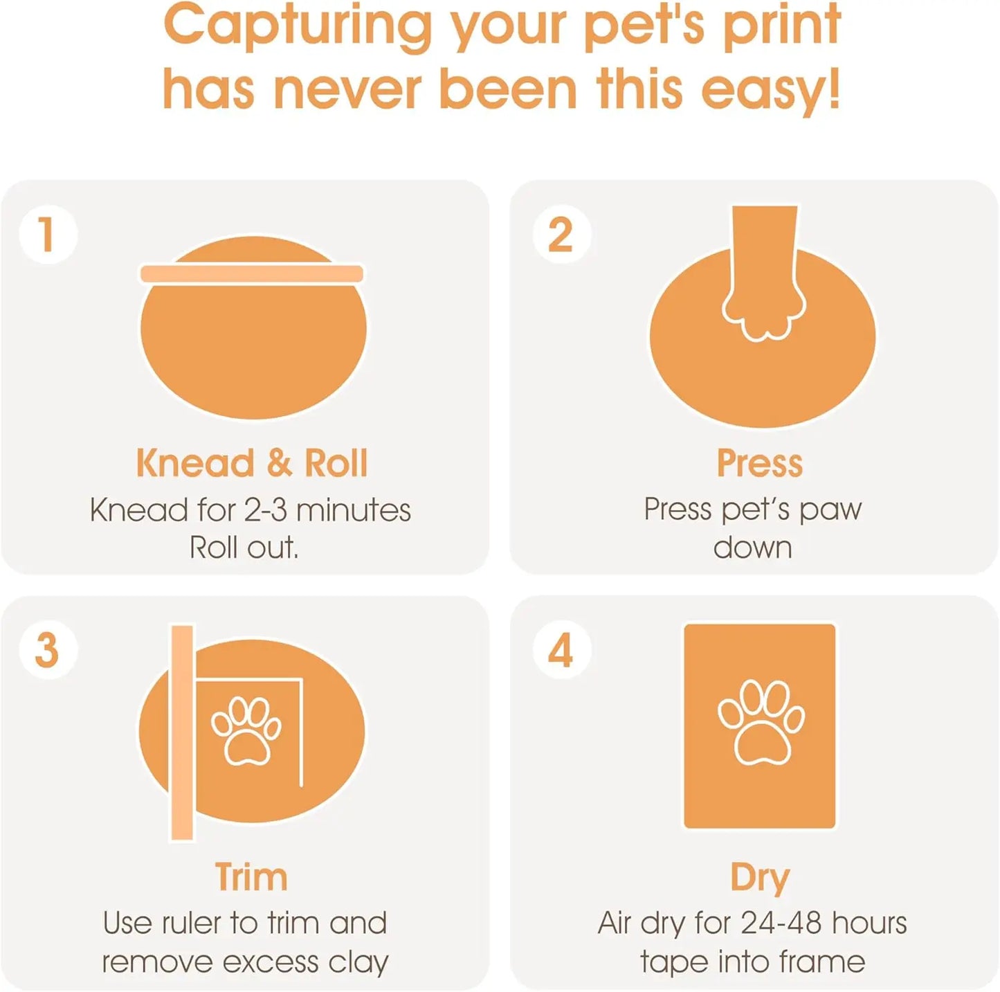 Pet Memorial Box & Paw Print Kit - Stores Collar, Clay, Black.