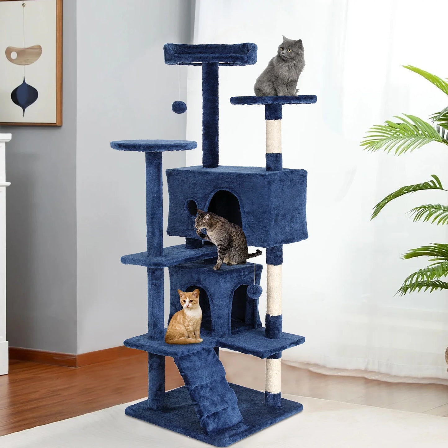 Cat Tower54 or 70 Inch. Scratching Posts. Dangling Ball