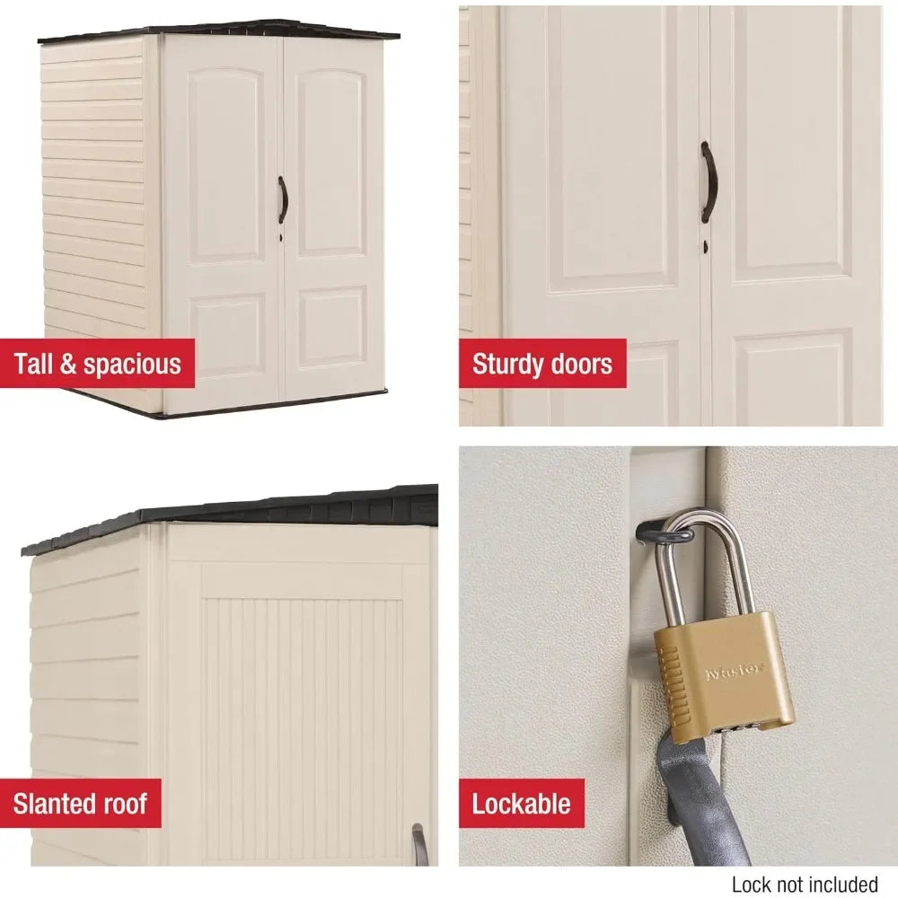 Medium Vertical Resin Outdoor Storage Shed With Floor (4.3 x 4.6 Ft)