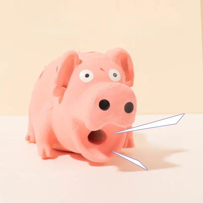 Dogs-Latex Interactive Squeaky Pig Toy with Durable Rubber Squeaker