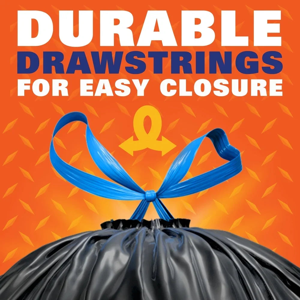 Strong Trash Bags with Heavy Duty Drawstring Puncture Resistant Garbage Bags 40 Count