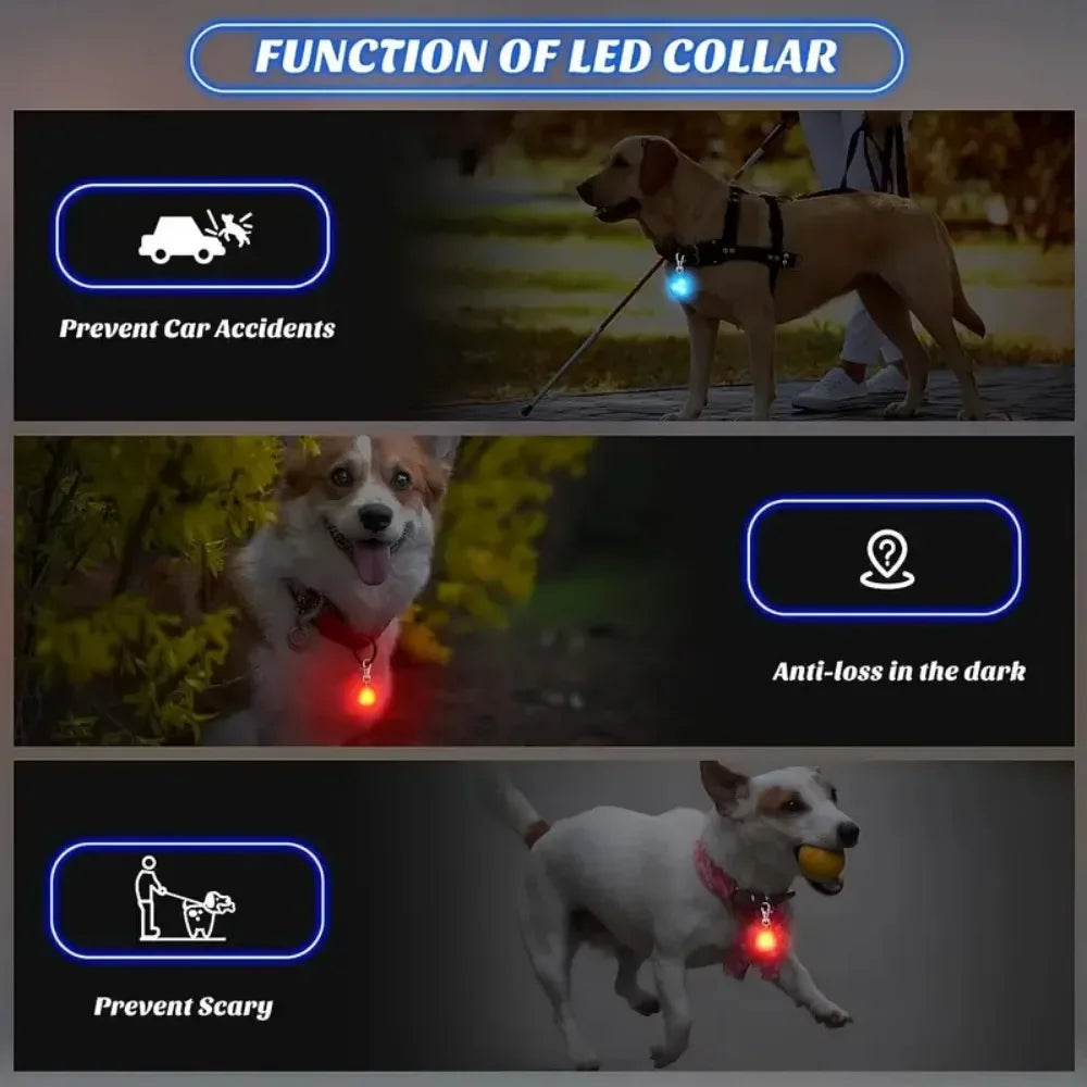 LED Pendant with Waterproof Dog Collar Light for Outdoor Walking Battery Included.