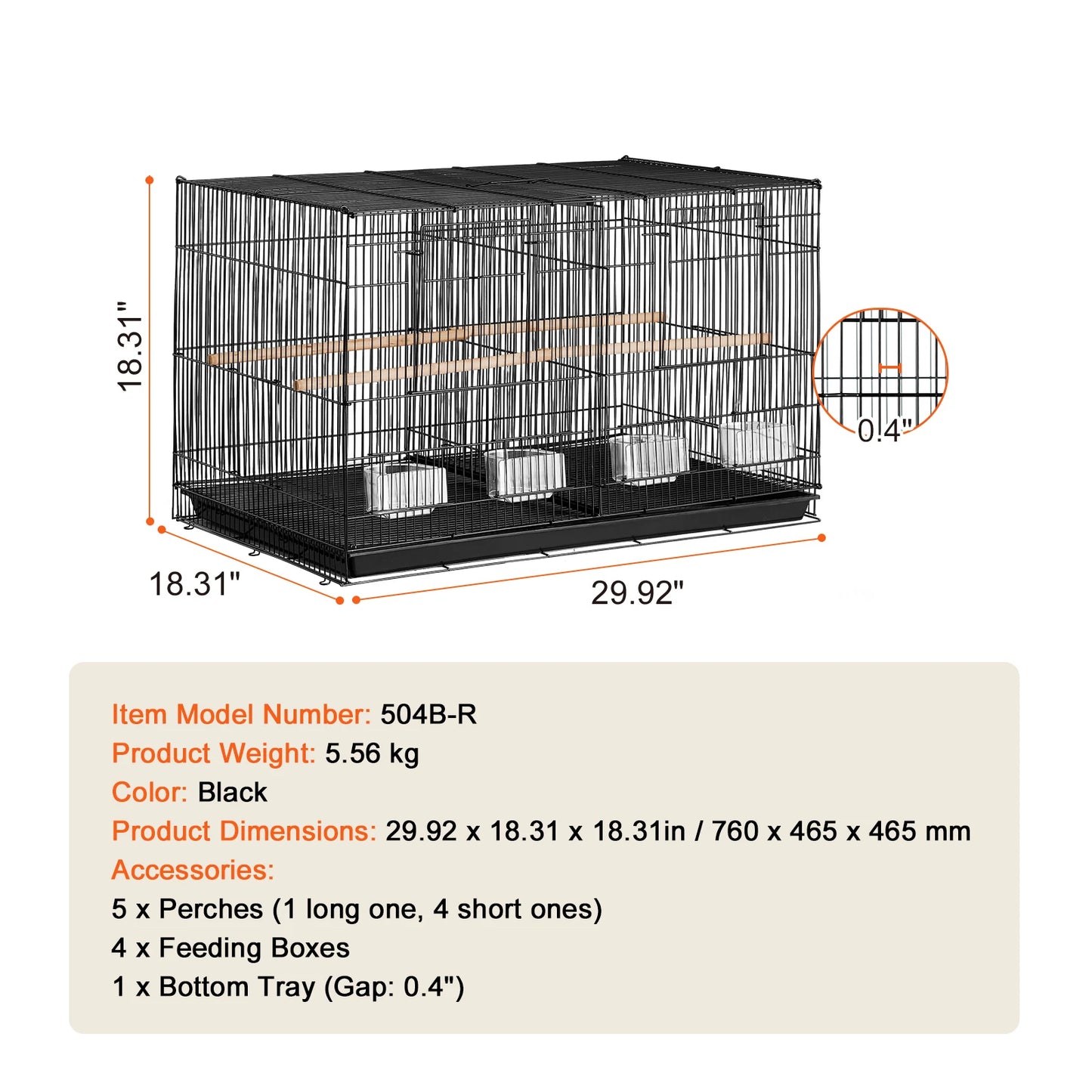 30In Flight Bird Cage Stackable with Handle and Perche