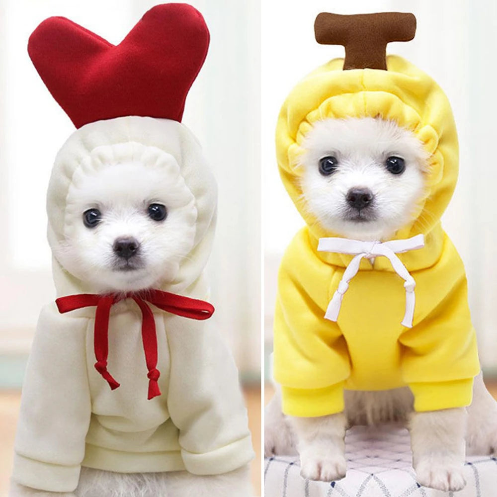 Cute Fruit Dog Clothes Hoodies Warm Fleece Coat Jacket Suits