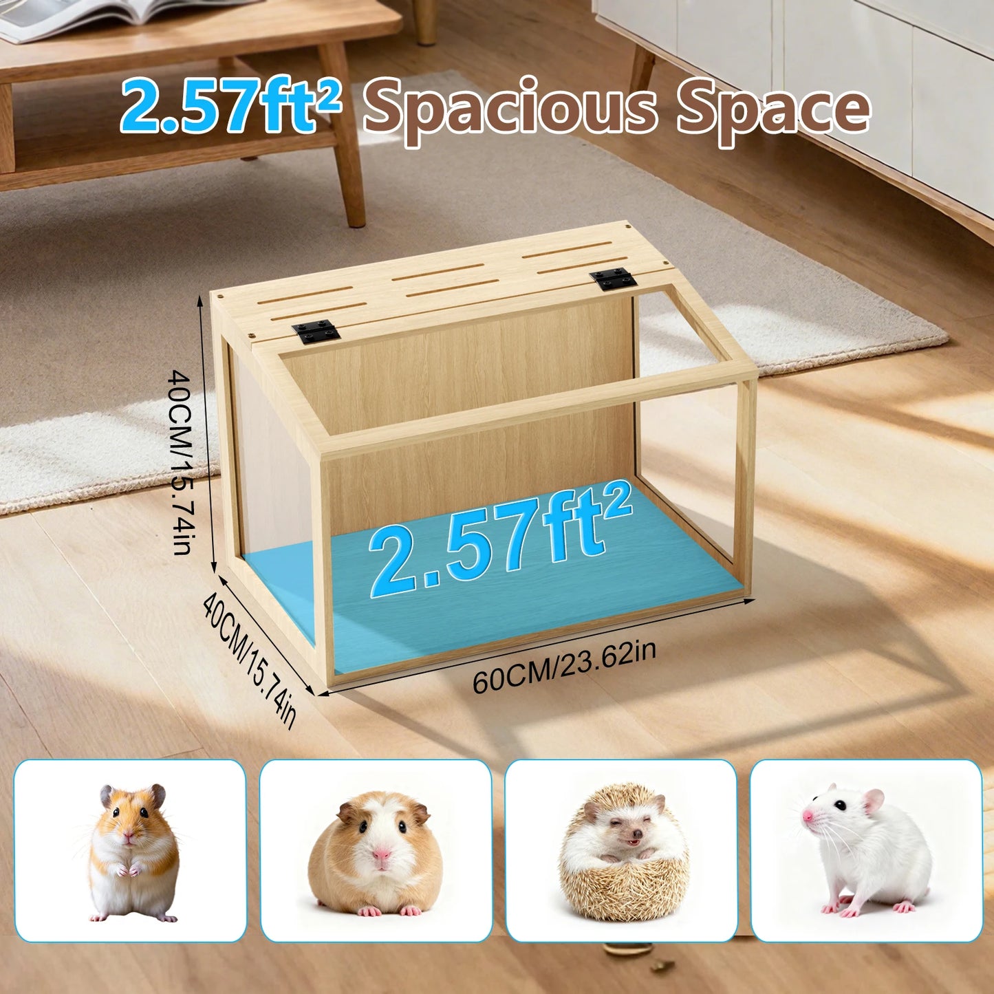 Wooden Hamster/ Guinea Pig Cage; Small Animal cage with Open top Hamster.