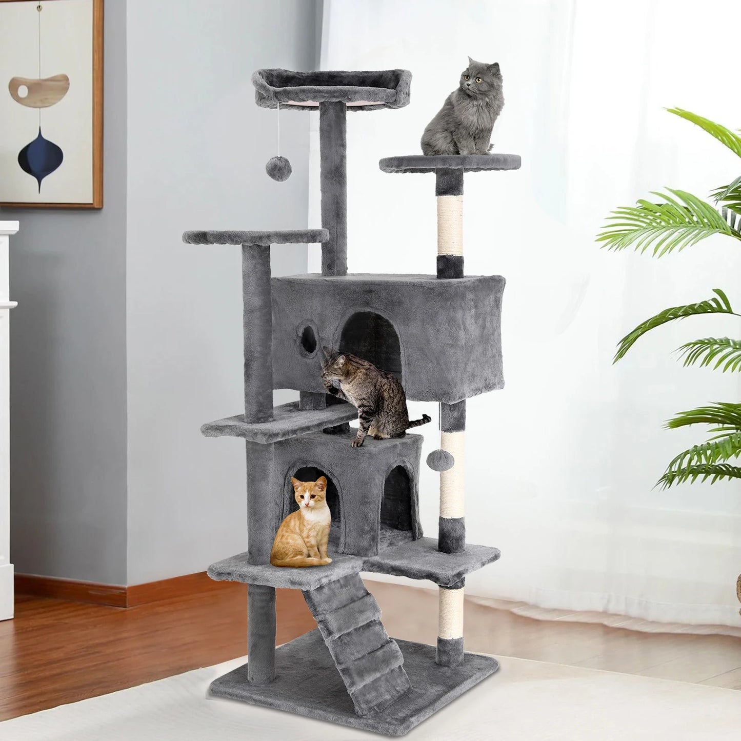 Cat Tower54 or 70 Inch.  Scratching Posts. Dangling Ball