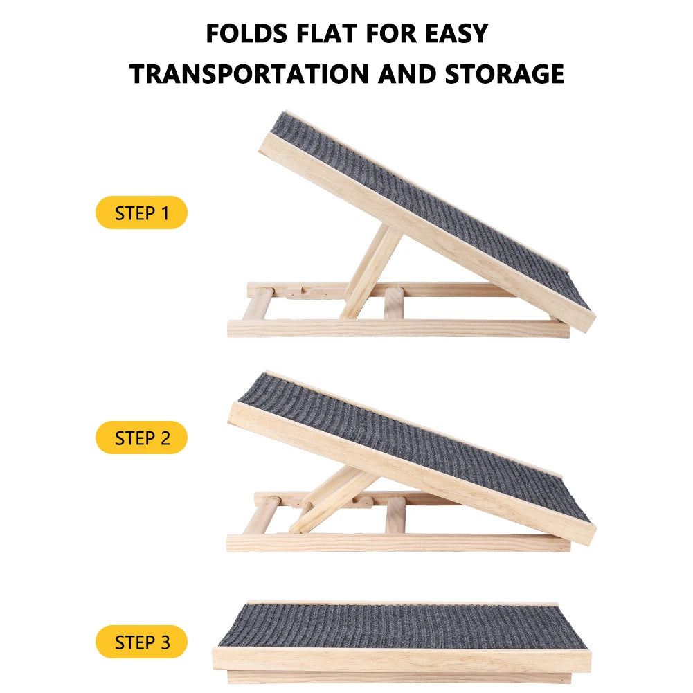 Dog Wooden Ramp with Adjustable Height. Ramp with Anti-Skid Wear-Resistant
